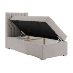 Łóżko kontynentalne PERA 90x200 - H3 - beżowy, struktura - strona lewa