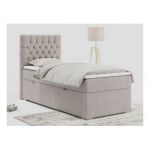 Łóżko kontynentalne PERA 90x200 - H4 - beżowy, struktura - strona lewa