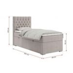 Łóżko kontynentalne PERA 90x200 - H4 - beżowy, struktura - strona lewa