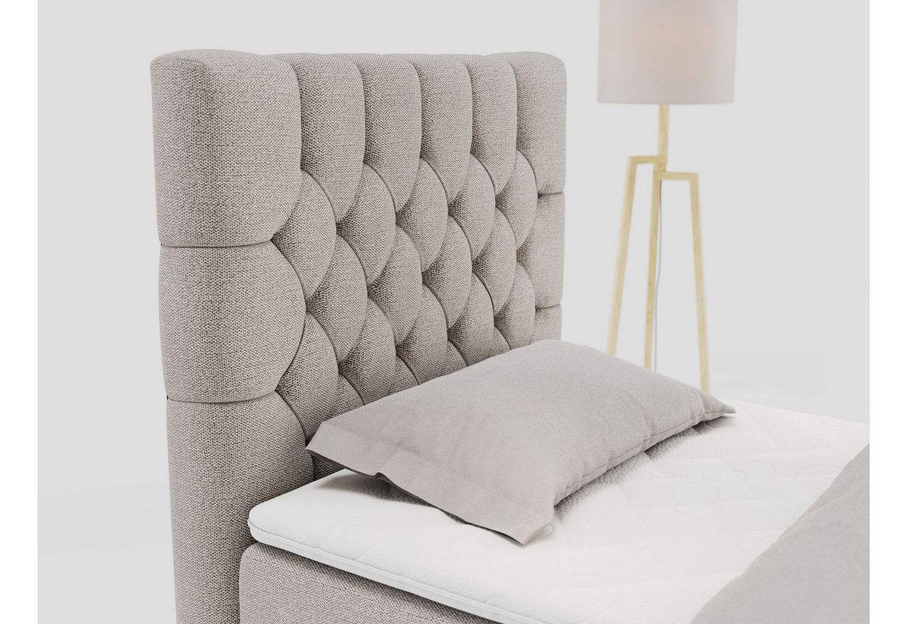 Łóżko kontynentalne PERA 90x200 - H4 - beżowy, struktura - strona lewa