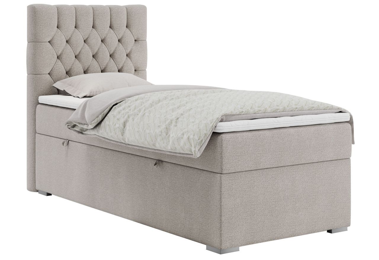 Łóżko kontynentalne PERA 90x200 - H4 - beżowy, struktura - strona lewa