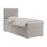 Łóżko kontynentalne PERA 90x200 - H4 - beżowy, struktura - strona lewa