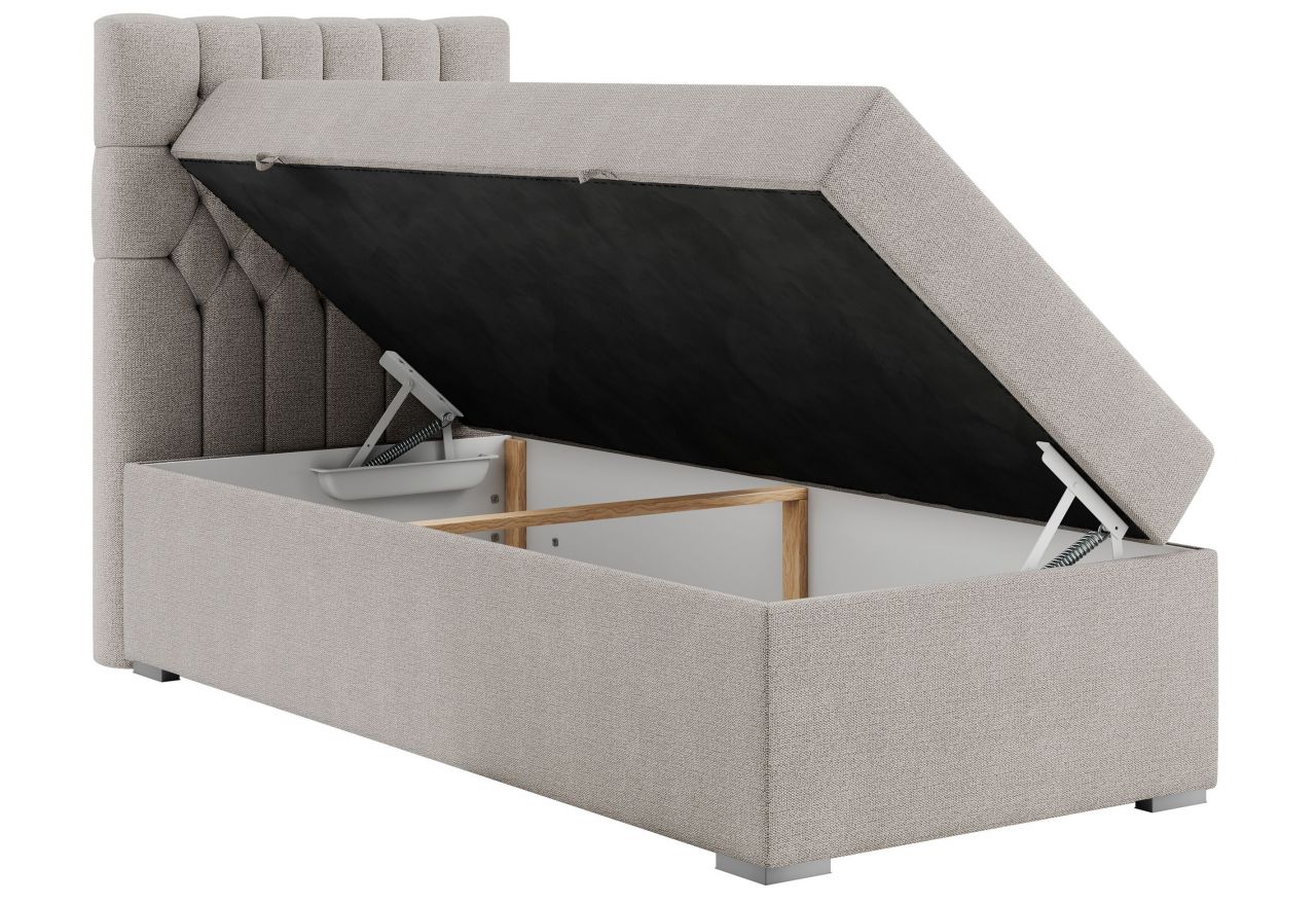 Łóżko kontynentalne PERA 90x200 - H4 - beżowy, struktura - strona lewa