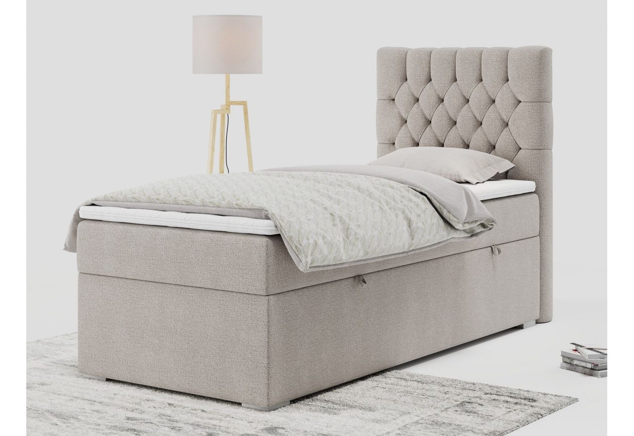 Łóżko kontynentalne PERA 90x200 - H3 - beżowy, struktura - strona prawa