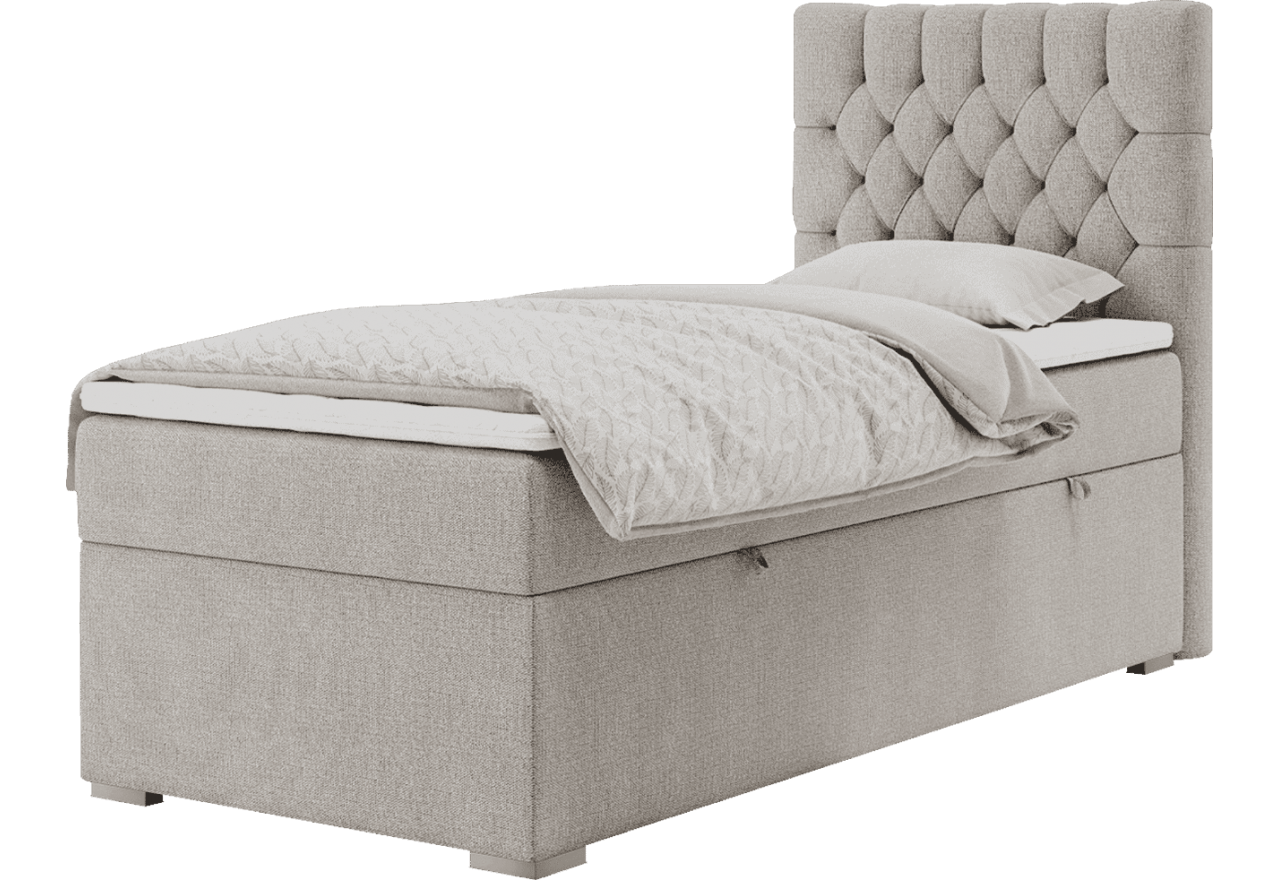 Łóżko kontynentalne PERA 90x200 - H3 - beżowy, struktura - strona prawa