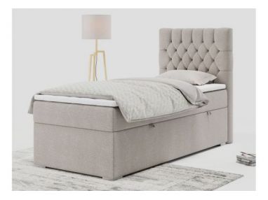 Łóżko kontynentalne PERA 90x200 - H4 - beżowy, struktura - strona prawa