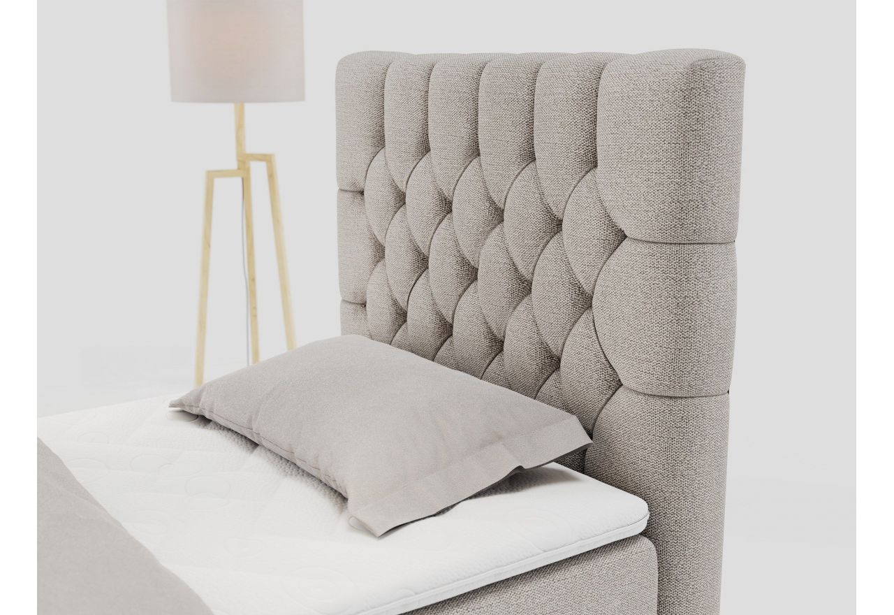 Łóżko kontynentalne PERA 90x200 - H4 - beżowy, struktura - strona prawa