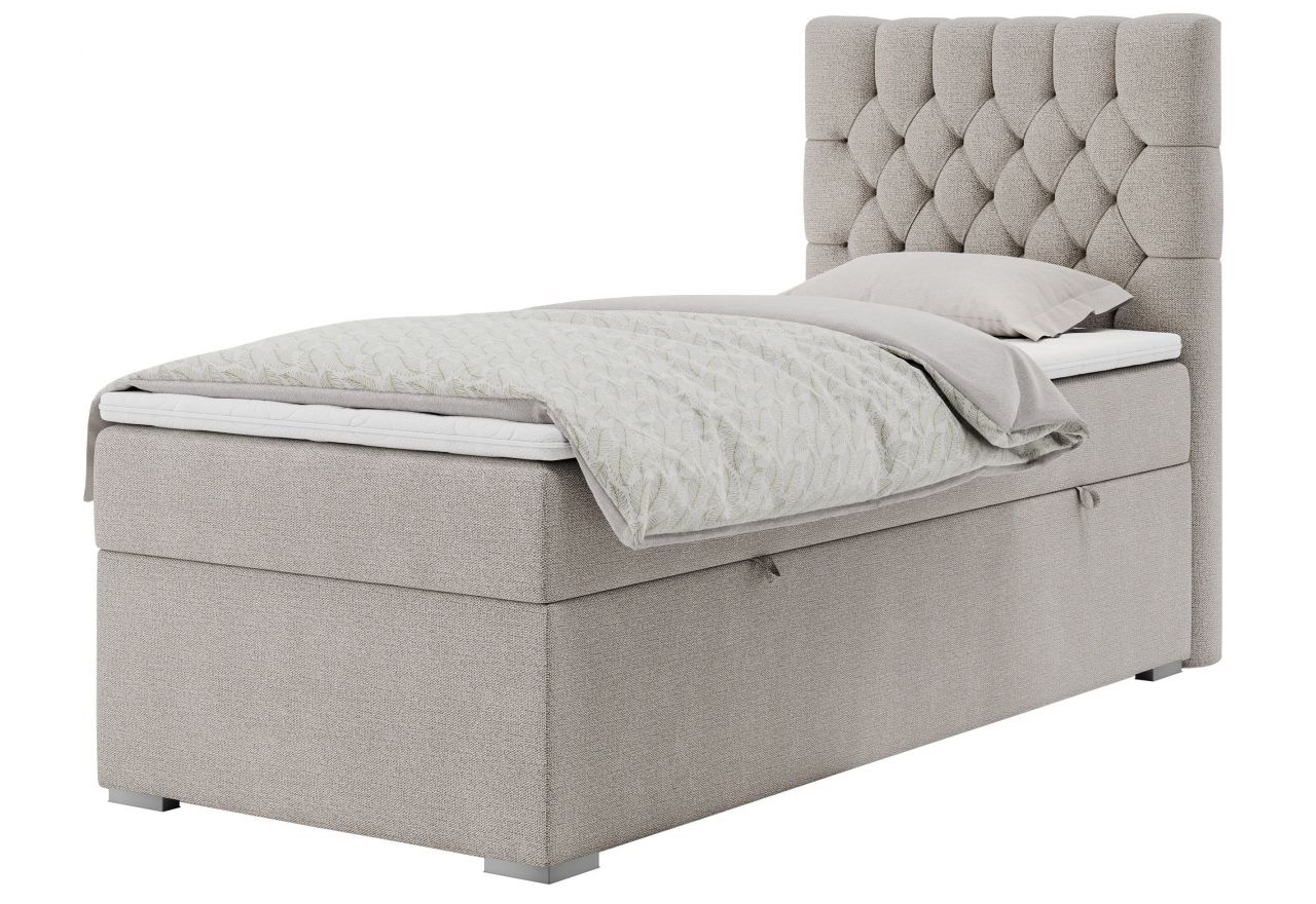 Łóżko kontynentalne PERA 90x200 - H4 - beżowy, struktura - strona prawa