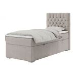 Łóżko kontynentalne PERA 90x200 - H4 - beżowy, struktura - strona prawa