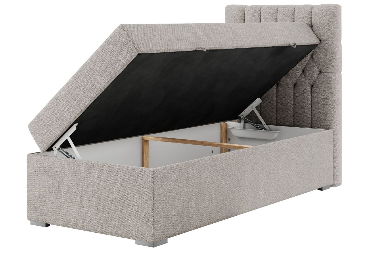 Łóżko kontynentalne PERA 90x200 - H4 - beżowy, struktura - strona prawa