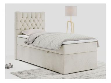 Łóżko kontynentalne PERA 90x200 - H3 - beżowy, welwet - strona lewa