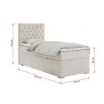 Łóżko kontynentalne PERA 90x200 - H3 - beżowy, welwet - strona lewa