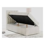 Łóżko kontynentalne PERA 90x200 - H4 - beżowy, welwet - strona lewa