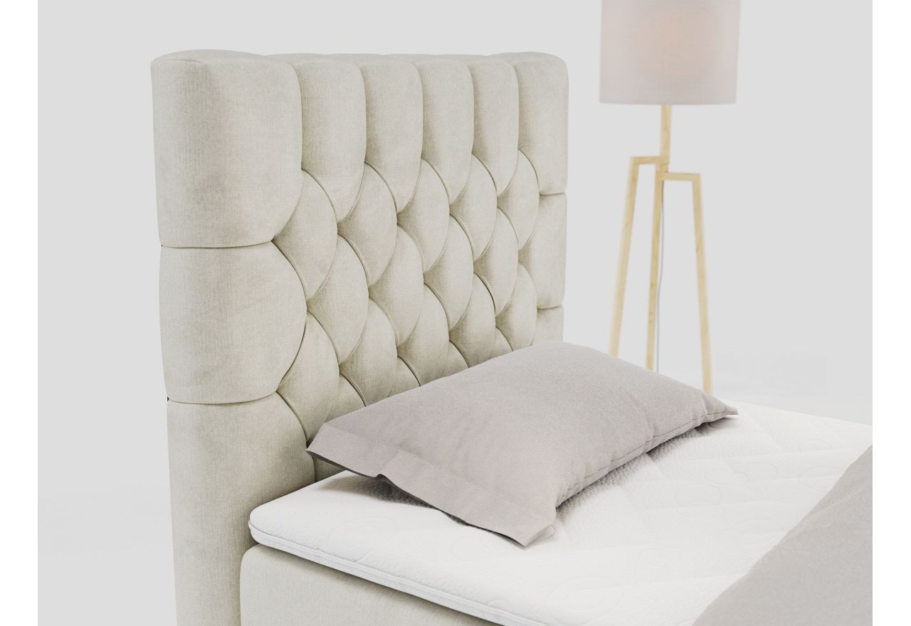 Łóżko kontynentalne PERA 90x200 - H4 - beżowy, welwet - strona lewa