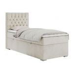 Łóżko kontynentalne PERA 90x200 - H4 - beżowy, welwet - strona lewa