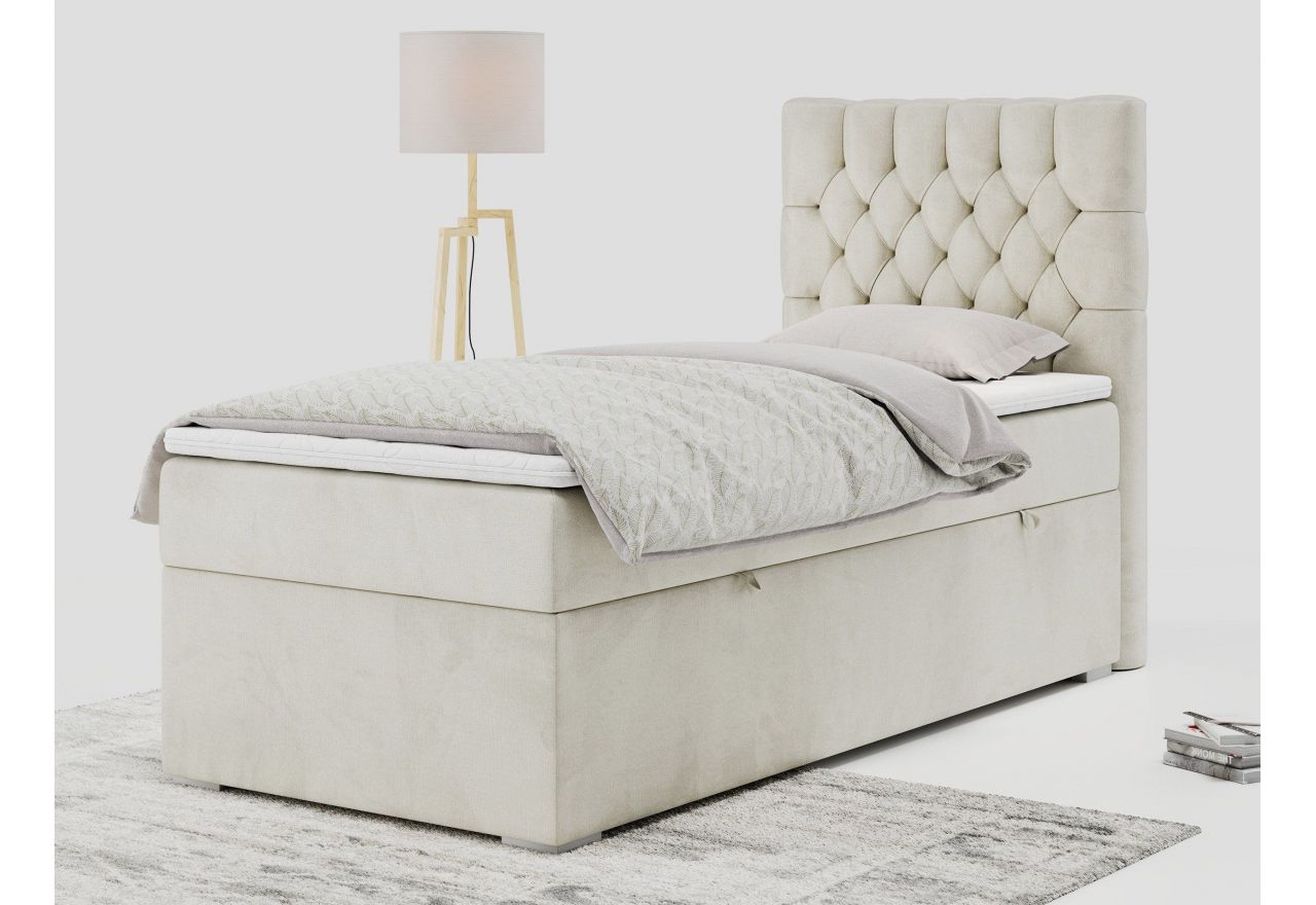 Łóżko kontynentalne PERA 90x200 - H3 - beżowy, welwet - strona prawa