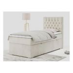 Łóżko kontynentalne PERA 90x200 - H3 - beżowy, welwet - strona prawa