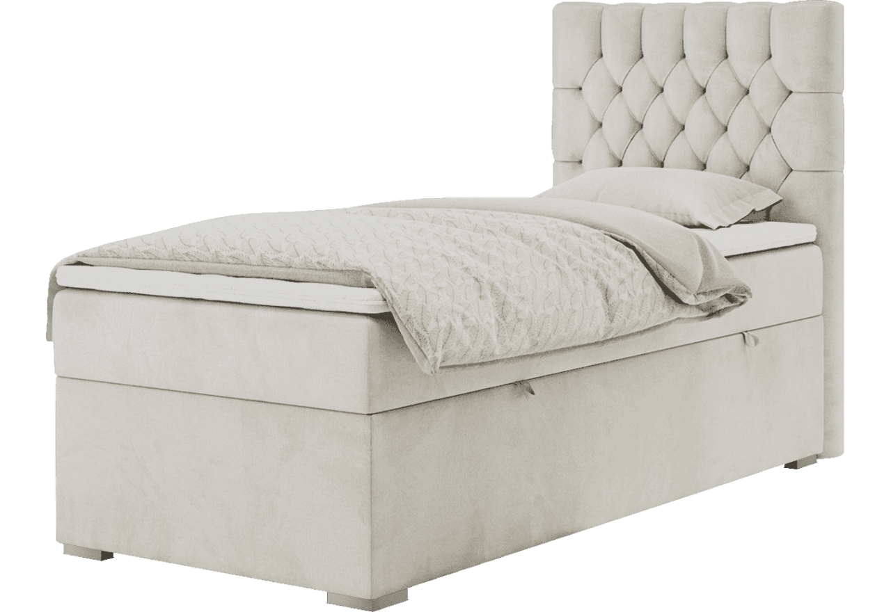 Łóżko kontynentalne PERA 90x200 - H3 - beżowy, welwet - strona prawa