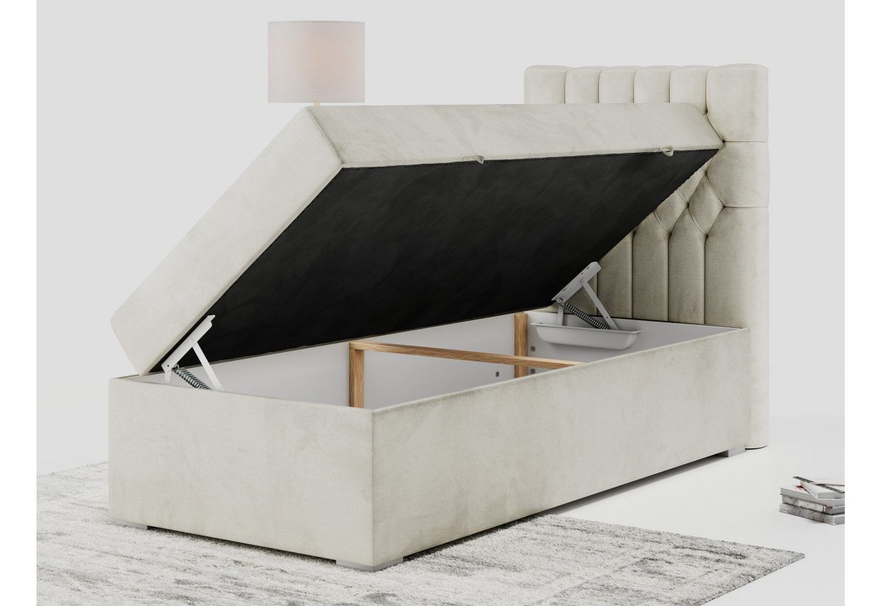 Łóżko kontynentalne PERA 90x200 - H3 - beżowy, welwet - strona prawa