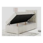 Łóżko kontynentalne PERA 90x200 - H3 - beżowy, welwet - strona prawa