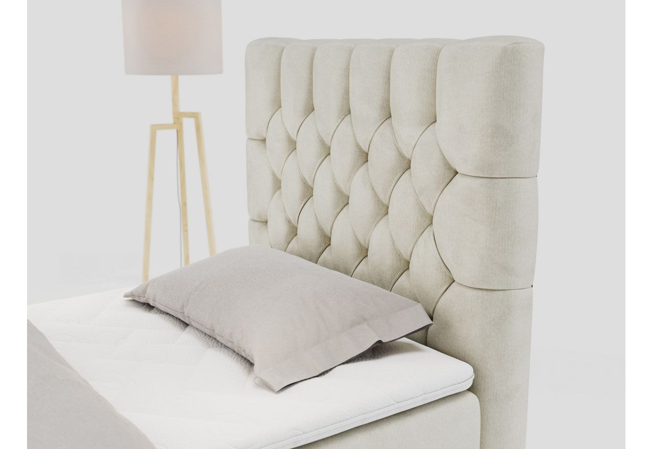 Łóżko kontynentalne PERA 90x200 - H3 - beżowy, welwet - strona prawa