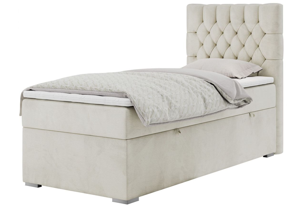 Łóżko kontynentalne PERA 90x200 - H3 - beżowy, welwet - strona prawa