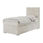 Łóżko kontynentalne PERA 90x200 - H3 - beżowy, welwet - strona prawa