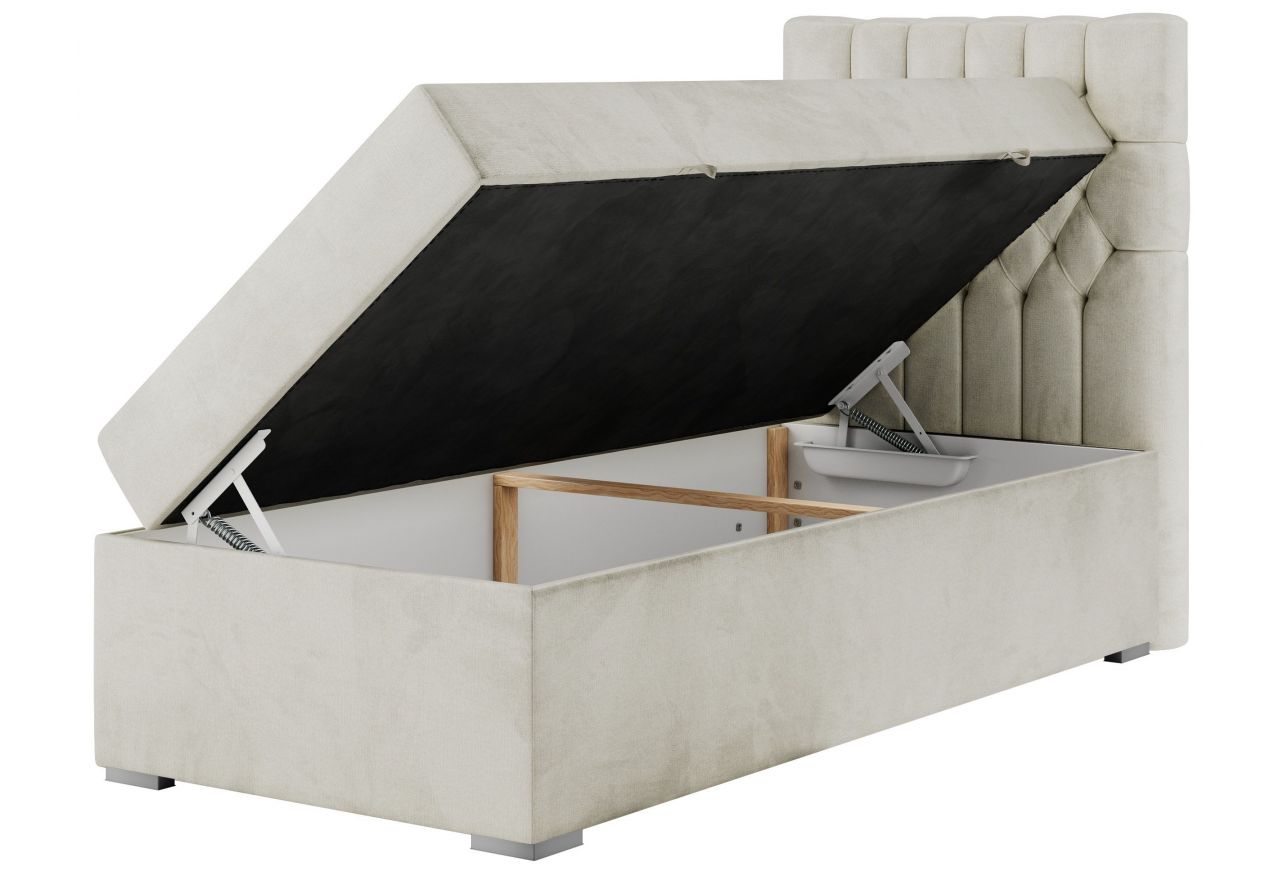 Łóżko kontynentalne PERA 90x200 - H3 - beżowy, welwet - strona prawa