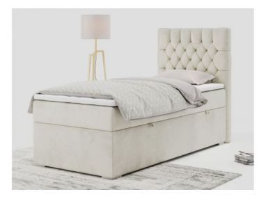 Łóżko kontynentalne PERA 90x200 - H4 - beżowy, welwet - strona prawa