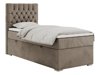 Łóżko kontynentalne PERA 90x200 - H3 - brązowy, welwet - strona lewa