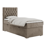 Łóżko kontynentalne PERA 90x200 - H3 - brązowy, welwet - strona lewa