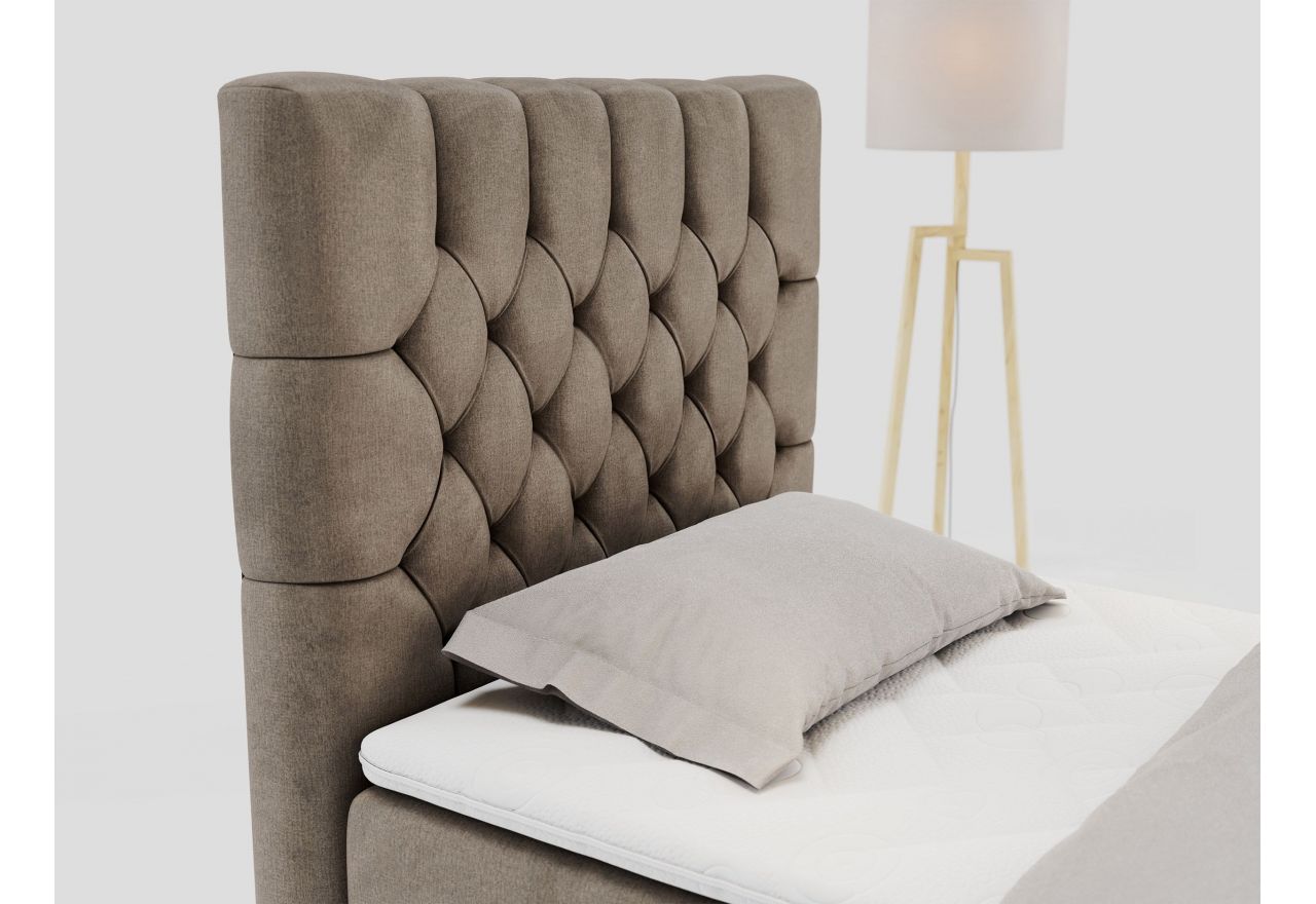 Łóżko kontynentalne PERA 90x200 - H3 - brązowy, welwet - strona lewa