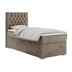 Łóżko kontynentalne PERA 90x200 - H3 - brązowy, welwet - strona lewa