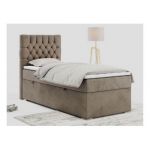 Łóżko kontynentalne PERA 90x200 - H4 - brązowy, welwet - strona lewa