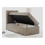 Łóżko kontynentalne PERA 90x200 - H4 - brązowy, welwet - strona lewa