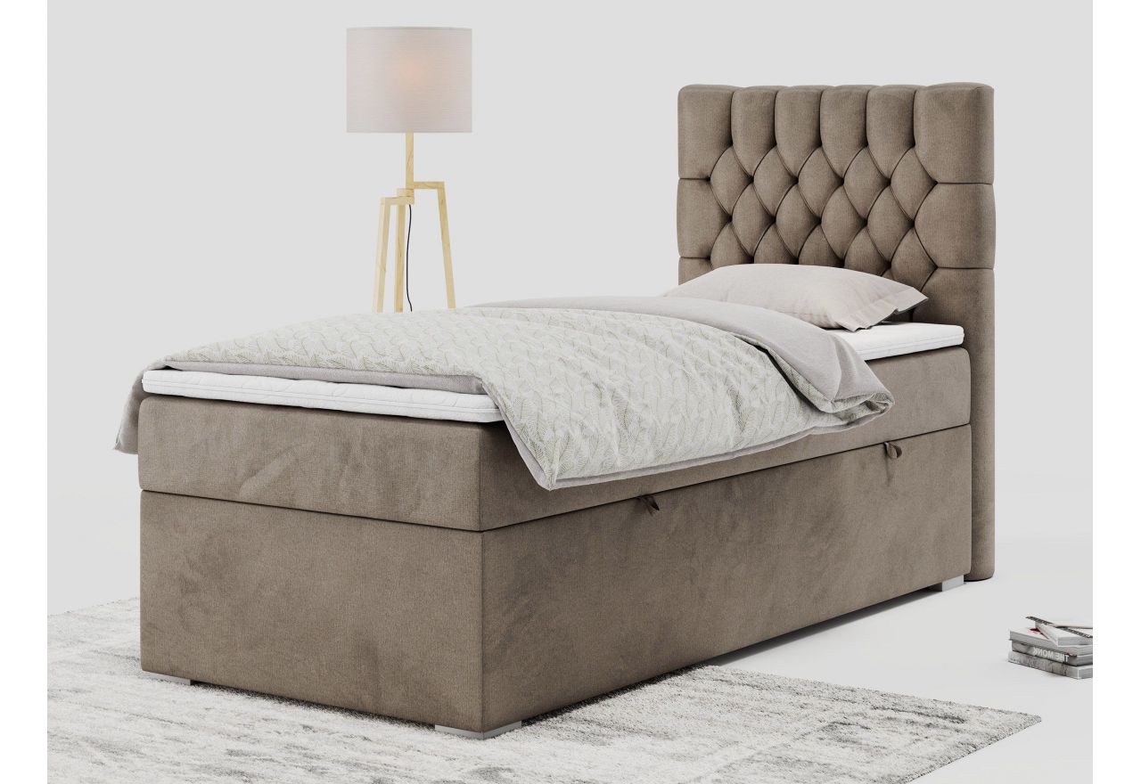 Łóżko kontynentalne PERA 90x200 - H3 - brązowy, welwet - strona prawa