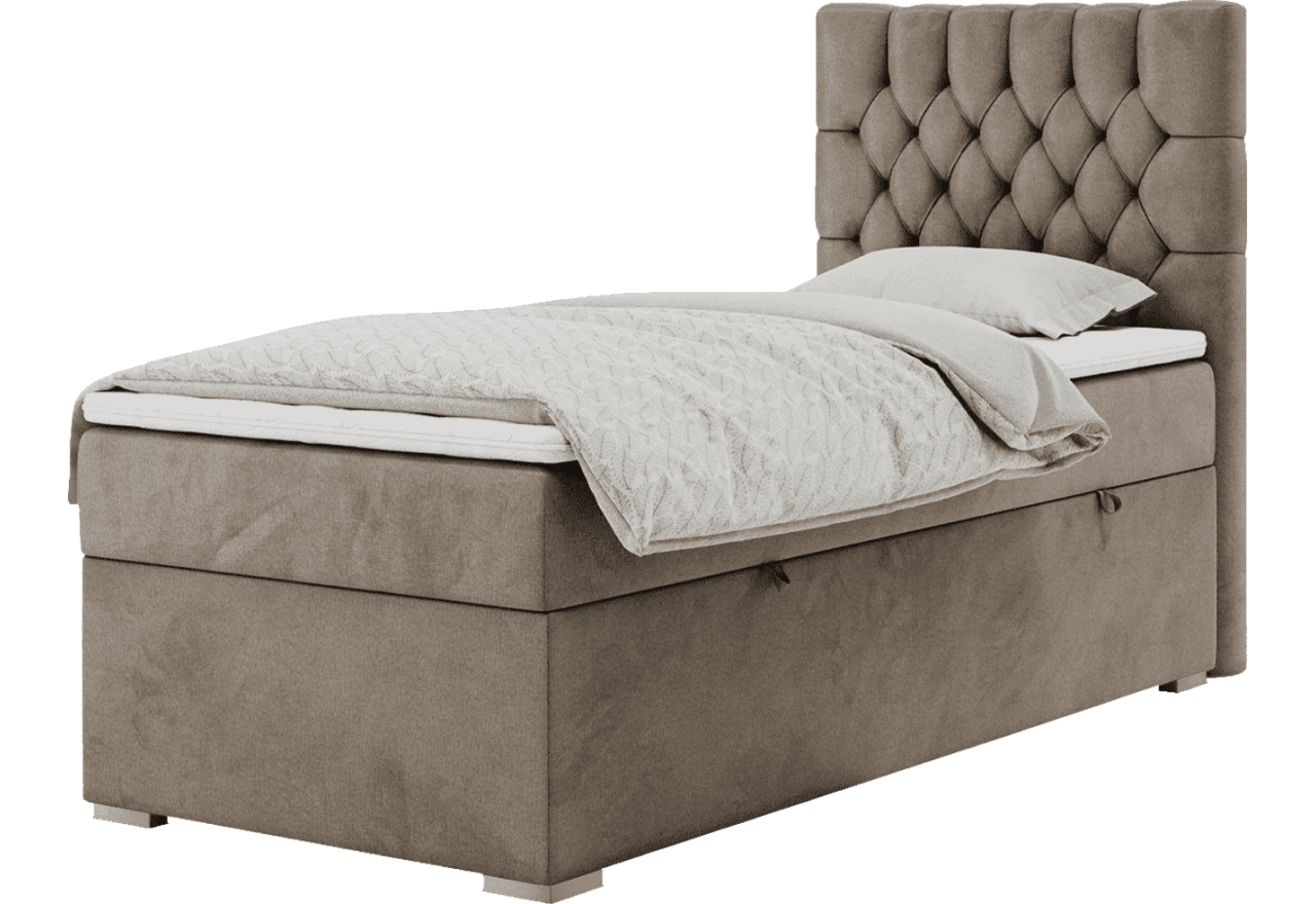 Łóżko kontynentalne PERA 90x200 - H3 - brązowy, welwet - strona prawa