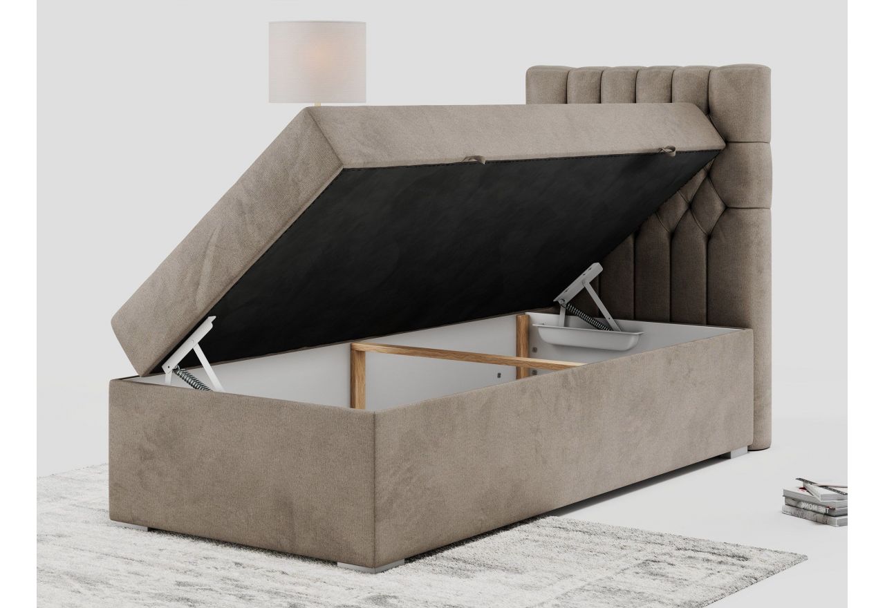 Łóżko kontynentalne PERA 90x200 - H3 - brązowy, welwet - strona prawa