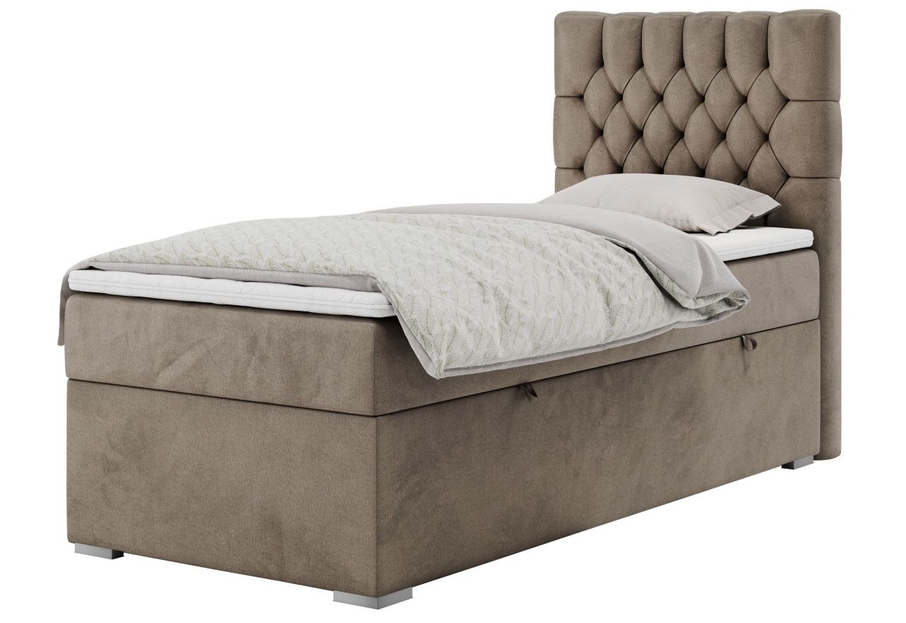 Łóżko kontynentalne PERA 90x200 - H3 - brązowy, welwet - strona prawa