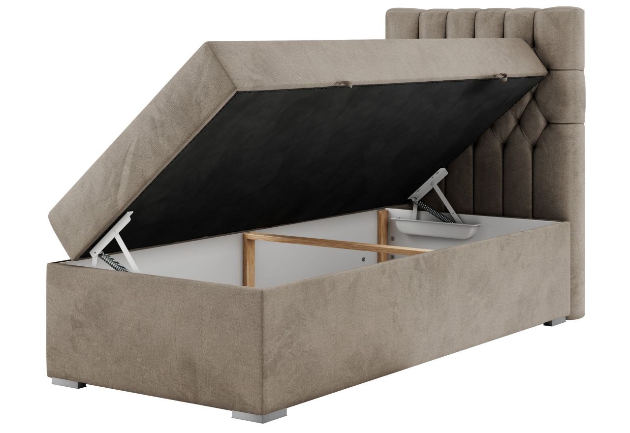 Łóżko kontynentalne PERA 90x200 - H4 - brązowy, welwet - strona prawa