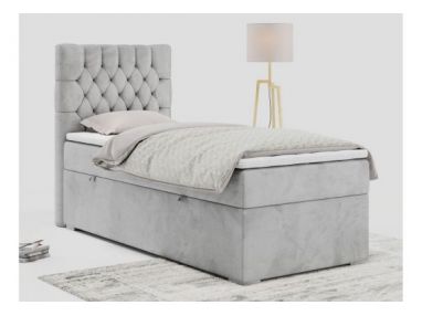 Łóżko kontynentalne PERA 90x200 - H3 - jasnoszary, welwet - strona lewa