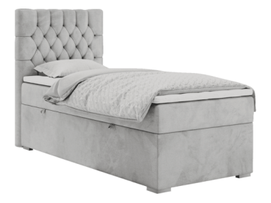 Łóżko kontynentalne PERA 90x200 - H3 - jasnoszary, welwet - strona lewa