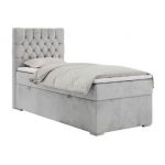 Łóżko kontynentalne PERA 90x200 - H3 - jasnoszary, welwet - strona lewa