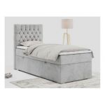 Łóżko kontynentalne PERA 90x200 - H4 - jasnoszary, welwet - strona lewa