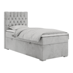 Łóżko kontynentalne PERA 90x200 - H4 - jasnoszary, welwet - strona lewa