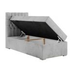 Łóżko kontynentalne PERA 90x200 - H4 - jasnoszary, welwet - strona lewa