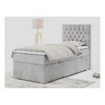 Łóżko kontynentalne PERA 90x200 - H4 - jasnoszary, welwet - strona prawa