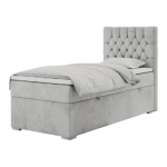 Łóżko kontynentalne PERA 90x200 - H4 - jasnoszary, welwet - strona prawa