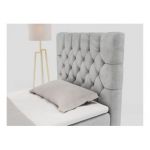 Łóżko kontynentalne PERA 90x200 - H4 - jasnoszary, welwet - strona prawa