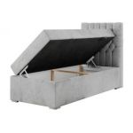 Łóżko kontynentalne PERA 90x200 - H4 - jasnoszary, welwet - strona prawa